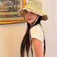 Women's Crochet Straw Bucket Hat, Beaded Tassel Sun Hat with Adjustable Chin Strap for Beach