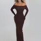Women Off Shoulder Long Sleeve Sexy Maxi Dress Bodycon Backless Mermaid Dress Elegant Party Club Evening Long Dress