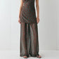 Women See Through Mesh Pants Y2K Dot Print Elastic Waist Wide Leg Loose Fit Trousers Bikini Cover up Sheer Beach Bottoms