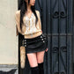 Metal Ring Skirt Women Double-Breasted Tie-Dye Print Folds Sexy Midnight Summer Fashion Music Festival Streetwear
