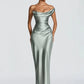 Elegant Satin One Shoulder Evening Dress Women Cowl Neck Sleeveless Bodycon Maxi Dress 2026 Spring Summer Party Gowns
