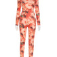 Flowers Print 2 Piece Set Women Tracksuit Full Sleeve o-Neck Crop Tops+Leggings Matching Skinny Streetwear Outfits