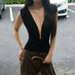 Twisted Deep V Neck Sleeveless Backless Tops Fashion 2026 Summer Clothes for Women T Shirts White Black