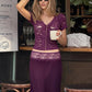 Women 2 Piece Set Lace Short Sleeve Crop Top Midi Skirt Set V Neck Bodycon Skirt Suit Evening Club Party Matching Sets