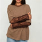 Women Fake Two Piece Striped T Shirt Oversized Short Sleeve Top Sheer Floral Lace Flare Long Sleeve Underlayer Loose Tee