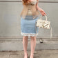 Jacquard Mesh Patchwork Camisole Women Sexy Low-Neck Stretch Skinny Hottie Trend Midnight Street  Party Club Vest