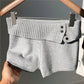 Stylish Button Decor Ribbed Trim Foldover Mid Rise Shorts Women Knit Crochet Micro Shorts Casual Slim Fit Y2K Streetwear