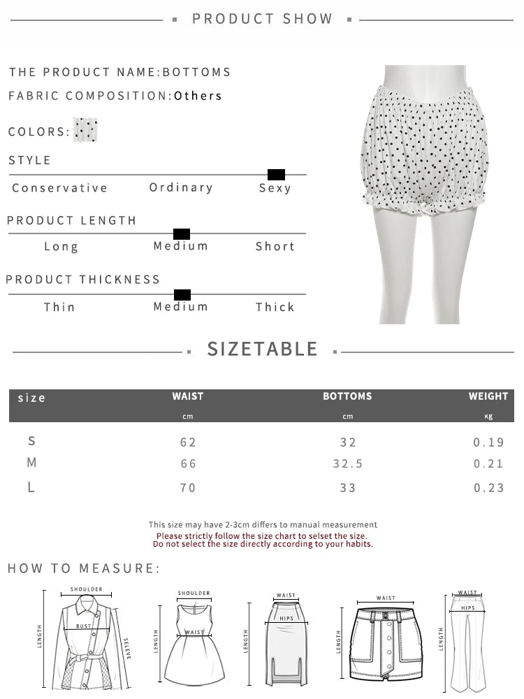 Polka Dots Print Women 2 Piece Set Sexy Halter Camisole+Elastic Bubble Shorts Matching Clubwear Beach Vacation Outfit