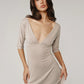 Deep V Neck Half Sleeve Sexy Mini Dress Women Elegant Bodycon Ruched Club Party Dress Female Fashion Clubwear Dresses