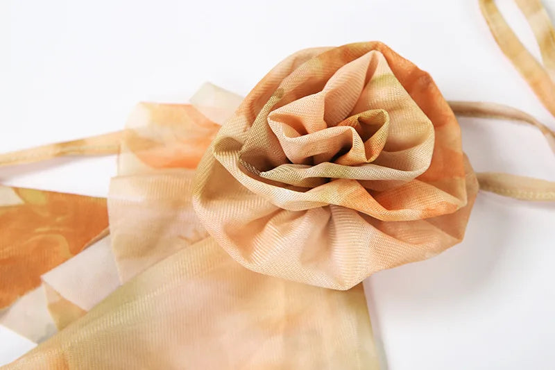 Floral Print Mesh Long Flowy Dresses for Summer 2025 Elegant Sexy Backless Maxi Dress Woman Resort Wear