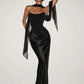Chic Satin Patchwork Dress Women Elegant Simple Ruched Sleeveless Stretch Fashion Trend Evening Party Club Bodycon