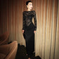 Long Sleeve Backless Maxi Dress See Through Lace Elegant Black Dresses for Woman Evening Gowns Fall 2026
