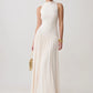 Women Sleeveless High Neck Sexy Maxi Dress Pleated Long Dress Elegant Drop Waist Club Party Evening Long Dresses
