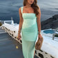 Elegant Ruched Sexy Maxi Dress Women Gown Patchwork Square Collar Sleeveless Backless High Waist Club Party Long Dress