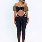 Wild Women 2 Piece Set Hollow Tracksuit Slash Neck Fur Patchwork Tops+High Waist Leggings Matching Hottie Streetwear