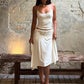 Patchwork Jacquard Simple 2-Piece Set Women Halter Bandage Backless Vest+Irregular Hem Folds Skirt Elegant Party Suit