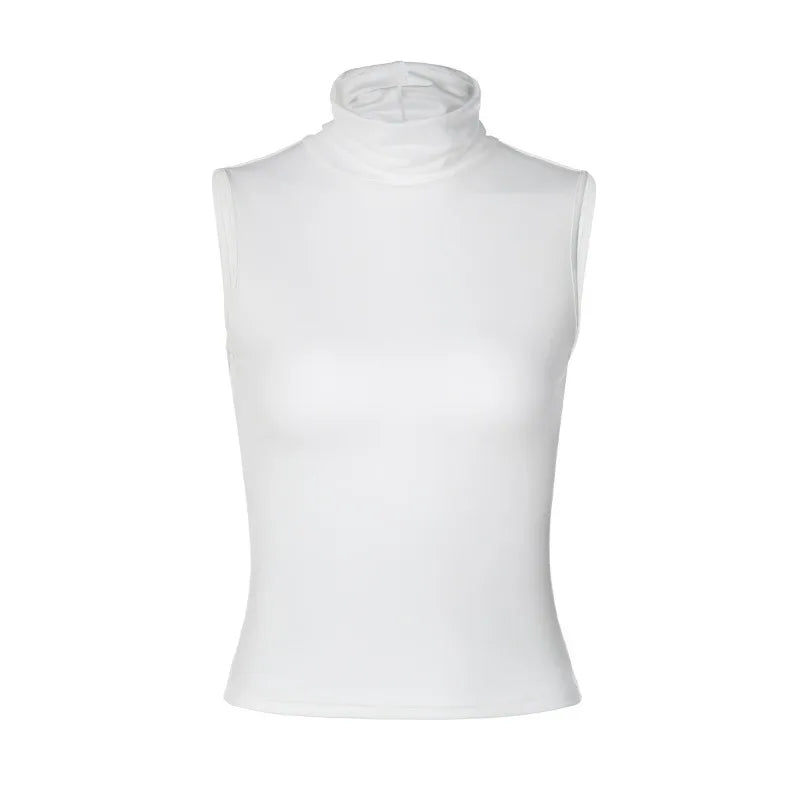 Sleeveless Turtleneck Hollow Backless Crop Top Sexy Black White Tank Tops 2026 Summer Fashion Woman Clothes