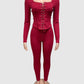 Hottie Tracksuits 2-Piece Set Women Shirring Square Collar Crop Top+Pants Matching Simple Sporty Stretch Slim Outfits