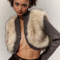 Sexy Fluffy Crop Tops Women Patchwork Single Buckle Casual Streetwear Fall Trend Skinny Casual Elegant Cardigan Coat