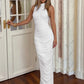 Draped Ruching Sleeveless Maxi Dress Fall 2026 White Party Dresses Woman Elegant