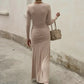Long Sleeve Ruched Sexy Maxi Dress Women Autumn Winter Fashion O Neck High Waist Bodycon Club Party Long Dress Elegant