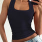 Racerback Tank Top Tight Fitted Solid Color Ribbed Sleeveless Crop Tops Fashion Summer Clothes for Woman