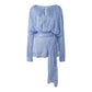 Elegant Womens Ruffle Mini Dress Long Lantern Sleeve Tie-up Front Solid Color Pleated Dress Short Flowy Dress Party Club