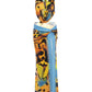 Colorful Print 2 Piece Set Woman Halter Swing Collar Bakcless Tank Tops+High Splits Long Skirts Sexy Fashion Suits