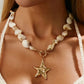 Women's Boho Starfish Pendant Necklace Ocean Style Scallop Chain Choker Party Jewelry Accessory