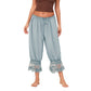 Women Ruffle Long Bloomer Y2k Lace Trim Pettipants Pantaloons Mid Rise Cropped Pajama Pants Under Dress Slips