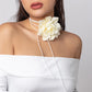 Exaggerated Romantic Big Rose Flower Clavicle Chain Necklace Women Kpop Adjustable Bowknot Rope Choker Jewelry Y2K Accessories
