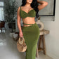 Velvet Y2K Sexy 2 Piece Set Women Vacation Ruched Plait Camisole+Hollow Skirts Bandage Beach Party Skinny Clubwear