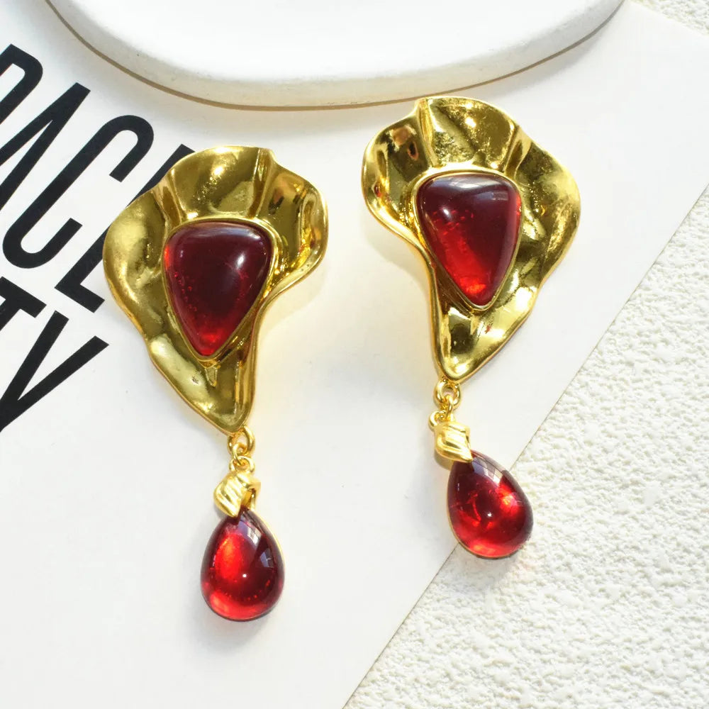 Exaggerated Metal Geometric Water Drop Dangle Earrings for Women Jewelry Gorgeous Fashion Show Statement Earrings Accessories