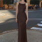 Sleeveless Backless Summer Maxi Dresses 2026 Woman Clothing Elegant Sexy Brown Party Dress