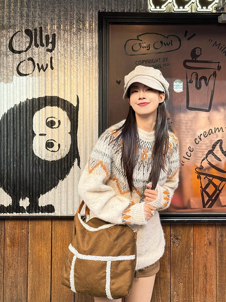 Y2K Classic Suede Lambswool Makeup Bag Crossbody Shoulder Bag For Women