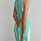 Women Y2K Sleeveless Knit Mini Dress Contrast Striped Hollow Out Ribbed Bodycon Crew Neck Casual Summer Streetwear