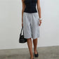 Women's Knee Length Sweat Shorts with Side Snap Buttons Drawstring Waist Casual Loose Fit Summer Y2K Streetwear