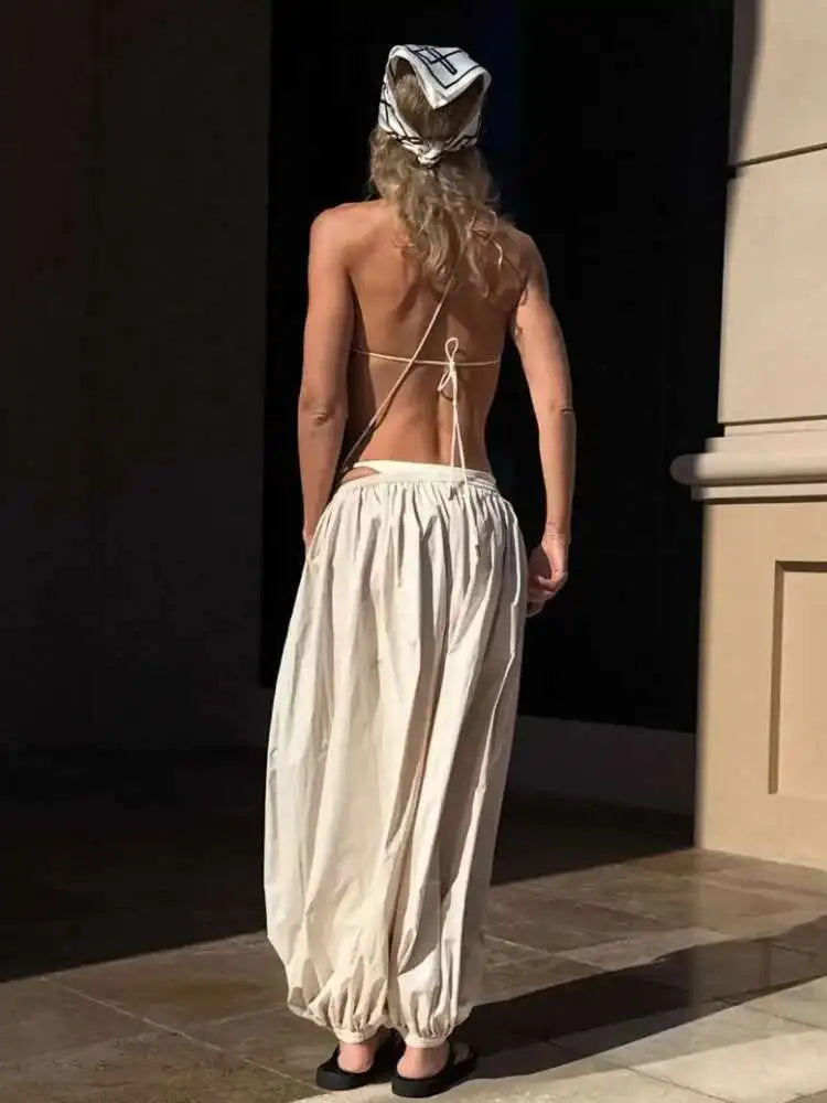 Casual Loose Jogger Bloomers Pants Women High Waist Trousers Fashion Female Loose Pleated Bloomers Pants Streetwear
