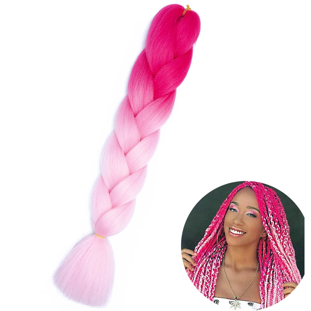 Synthetic Jumbo Braiding Hair Extension 24 Inch Heat Resistant Fiber In Bulk Ombre Jumbo Braids Hair For Black Women