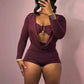 Sexy Women Swing Collar Romper+Metal buckle Bra Hipster Midnight Party Coquette New Spring Trend Workout Playsuits