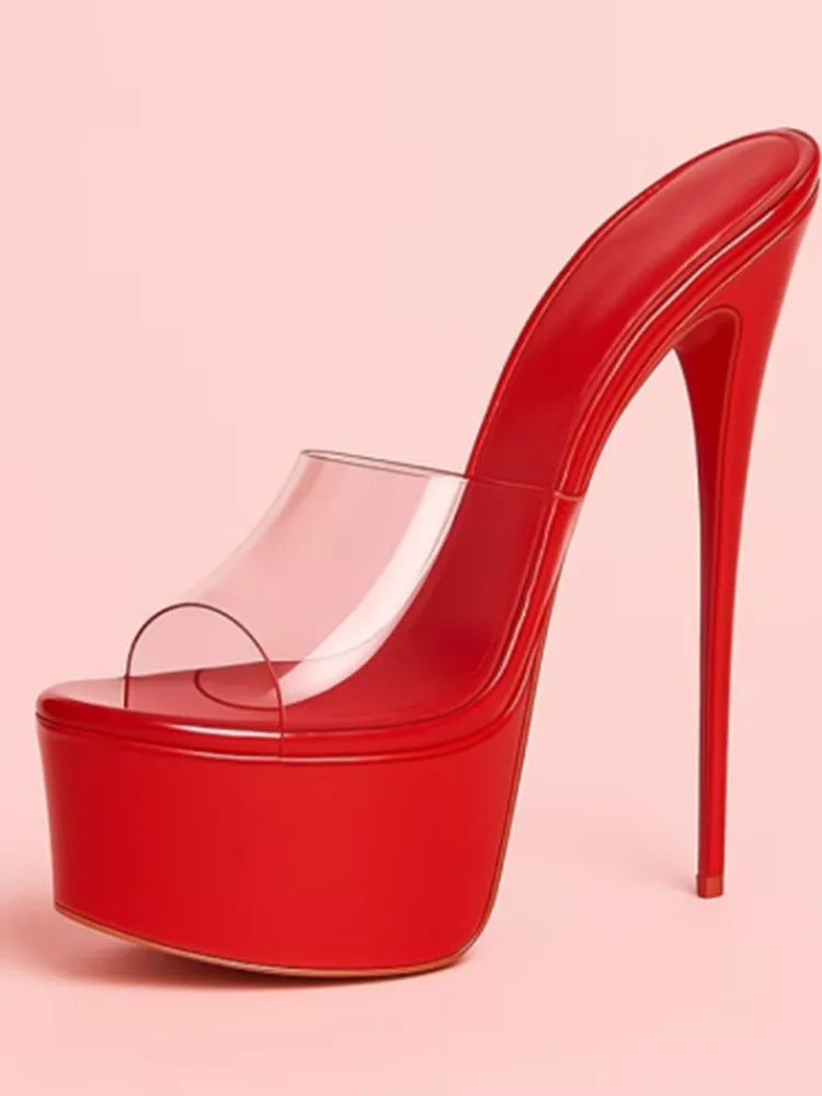 Summer New Women's Thick Bottom, Fine High Heels, Toothed Cool Slippers, Fashion Show, Party, Ultra High Heel Sandals