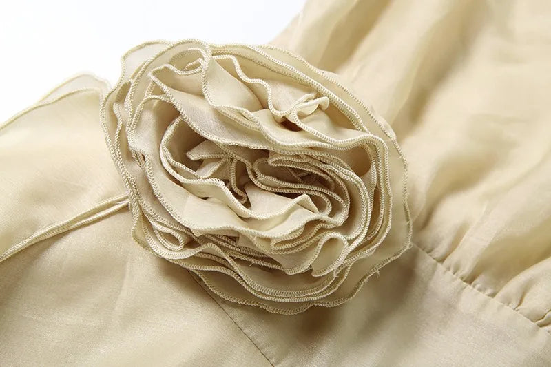 Beautiful Ladies Mesh Dressy Dresses 3d Flower-applique Off The Shoulder Mini Dress 2025 Woman