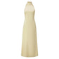 Women Satin Halter Maxi Dress Backless Long Tie Back Elegant Black Mermaid Formal Gown Wedding Guest Party Dress