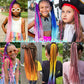 Synthetic Colored Braided Ponytail Hair Extension Rainbow Color Braids Pony Tail With Elastic Band Girl's Pigtail
