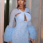 Furry Patchwork Dress Women See Through Full Sleeve Sexy Hollow Cross Elegant Luxury Banquet Birthday Party Clubwear