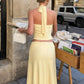Ruched Elegant 2 Piece Set Woman Polka Dot Print Halter Backless Tank Tops+Elastic Waist Long Skirts Y2K Style Suits