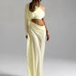 Off Shoulder Cutout Sexy Maxi Dress Women Elegant Draped Slinky Ruched Bodycon Cocktail Evening Party Dresses Gown