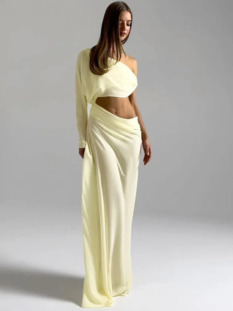 Off Shoulder Cutout Sexy Maxi Dress Women Elegant Draped Slinky Ruched Bodycon Cocktail Evening Party Dresses Gown