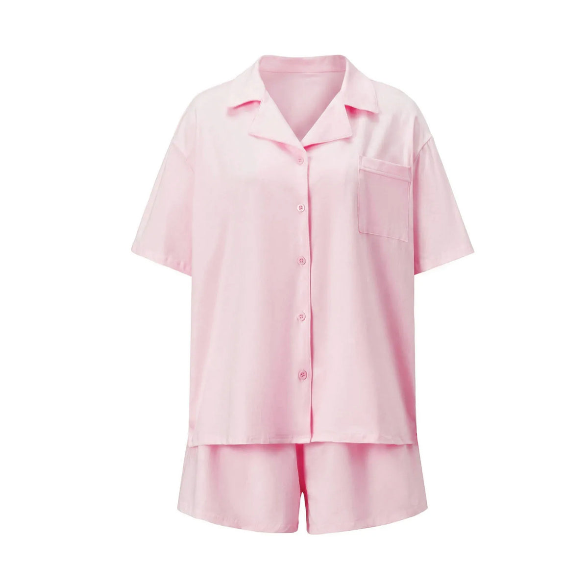 Women Short Sleeve Button Down Pajama Set With Shorts Soft Loungewear Sleepwear 2 Piece Set For Home Casual Nightwear