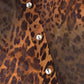 See Through Leopard Print 2 Piece Set Women Sexy Button Tight Blous+Flared Pants Matching Street Club Stretch Outfits